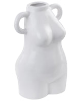 Flower Vase White Porcelain Female Body Motif Round Handles Decorative Waterproof Home Accessory Beliani
