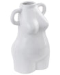 Flower Vase White Porcelain Female Body Motif Round Handles Decorative Waterproof Home Accessory Beliani