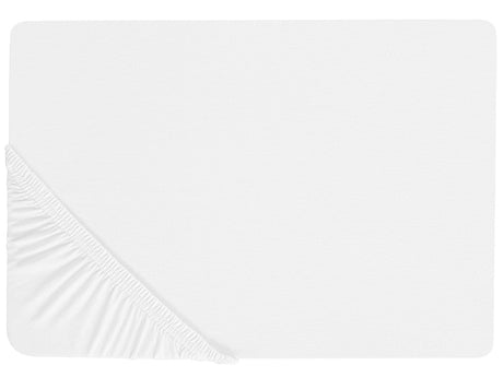 Fitted Sheet White Cotton 90 x 200 cm Elastic Edging Solid Pattern Classic Style for Bedroom Beliani