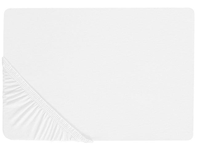 Fitted Sheet White Cotton 90 x 200 cm Elastic Edging Solid Pattern Classic Style for Bedroom Beliani