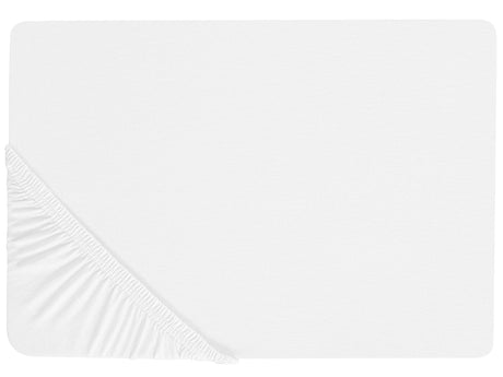 Fitted Sheet White Cotton 140 x 200 cm Elastic Edging Solid Pattern Classic Style for Bedroom Beliani