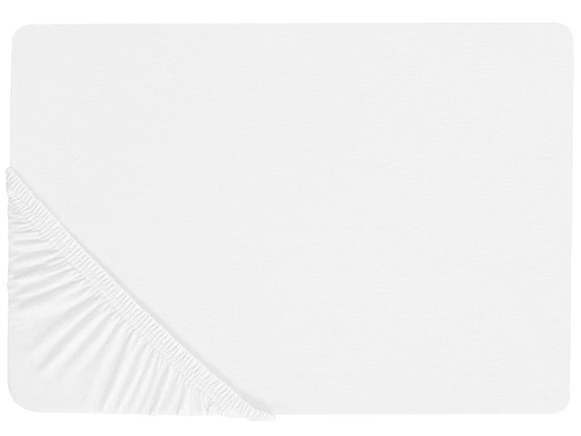 Fitted Sheet White Cotton 140 x 200 cm Elastic Edging Solid Pattern Classic Style for Bedroom Beliani