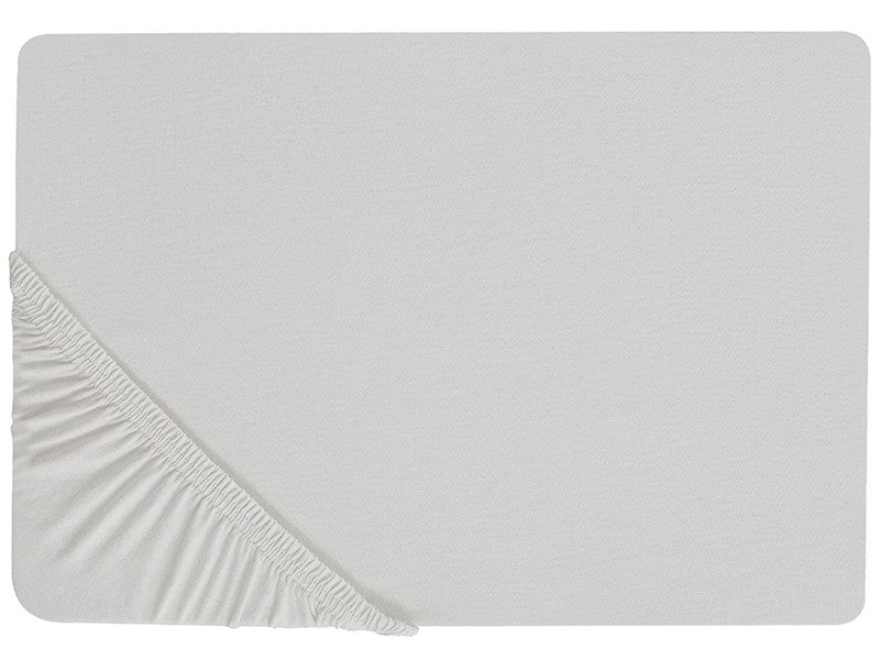 Fitted Sheet Light Grey Cotton 200 x 200 cm Elastic Edging Solid Pattern Classic Style for Bedroom Beliani