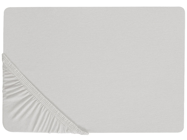 Fitted Sheet Light Grey Cotton 140 x 200 cm Elastic Edging Solid Pattern Classic Style for Bedroom Beliani