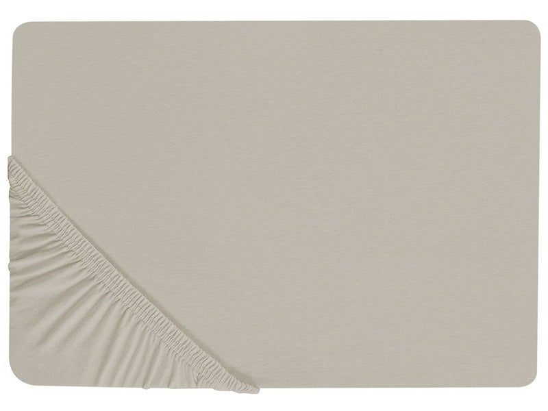 Fitted Sheet Taupe Cotton 200 x 200 cm Elastic Edging Solid Pattern Classic Style for Bedroom Beliani