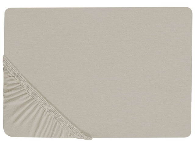 Fitted Sheet Taupe Cotton 200 x 200 cm Elastic Edging Solid Pattern Classic Style for Bedroom Beliani