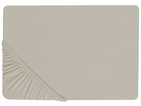 Fitted Sheet Taupe Cotton 180 x 200 cm Elastic Edging Solid Pattern Classic Style for Bedroom Beliani