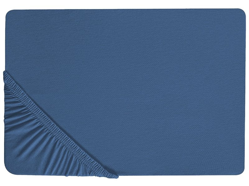 Fitted Sheet Navy Blue Cotton 200 x 200 cm Elastic Edging Solid Pattern Classic Style for Bedroom Beliani