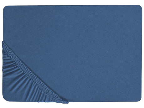 Fitted Sheet Navy Blue Cotton 200 x 200 cm Elastic Edging Solid Pattern Classic Style for Bedroom Beliani