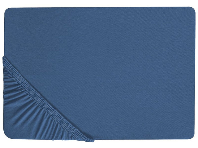 Fitted Sheet Navy Blue Cotton 200 x 200 cm Elastic Edging Solid Pattern Classic Style for Bedroom Beliani