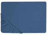 Fitted Sheet Navy Blue Cotton 200 x 200 cm Elastic Edging Solid Pattern Classic Style for Bedroom Beliani