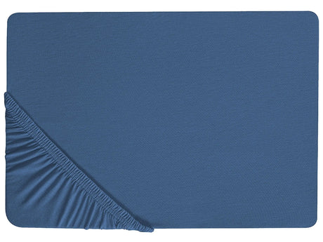 Fitted Sheet Navy Blue Cotton 200 x 200 cm Elastic Edging Solid Pattern Classic Style for Bedroom Beliani