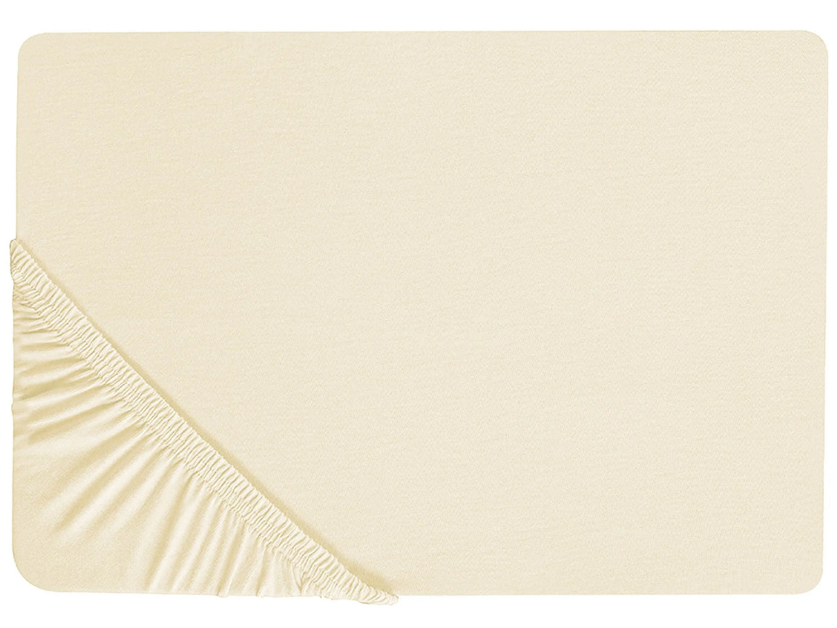 Fitted Sheet Beige Cotton 200 x 200 cm Elastic Edging Solid Pattern Classic Style for Bedroom Beliani