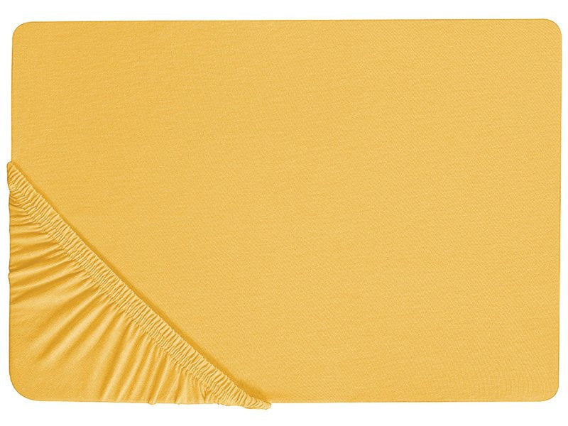 Fitted Sheet Mustard Cotton 200 x 200 cm Elastic Edging Solid Pattern Classic Style for Bedroom Beliani