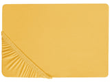 Fitted Sheet Mustard Cotton 140 x 200 cm Elastic Edging Solid Pattern Classic Style for Bedroom Beliani