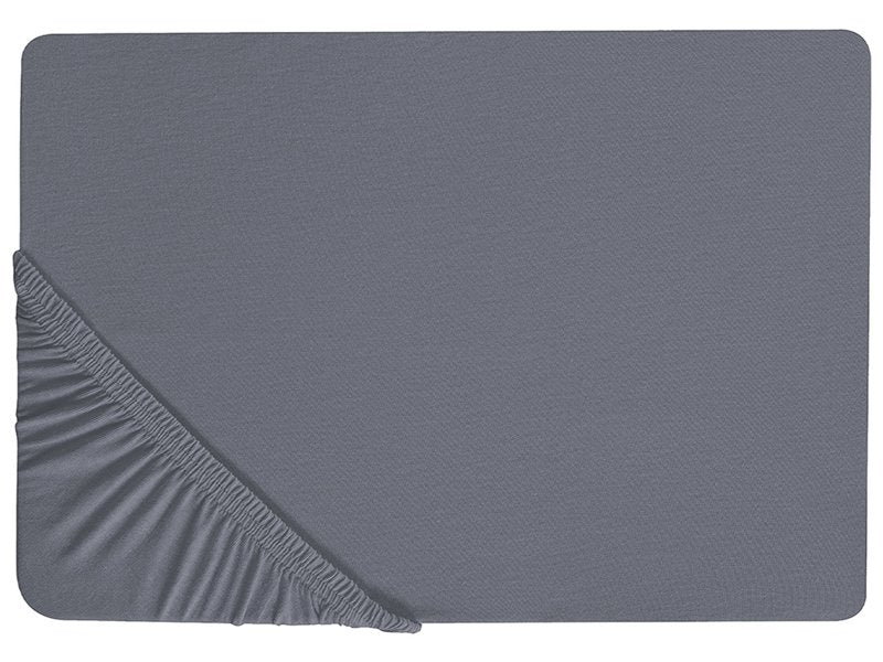 Fitted Sheet Dark Grey Cotton 90 x 200 cm Elastic Edging Solid Pattern Classic Style for Bedroom Beliani