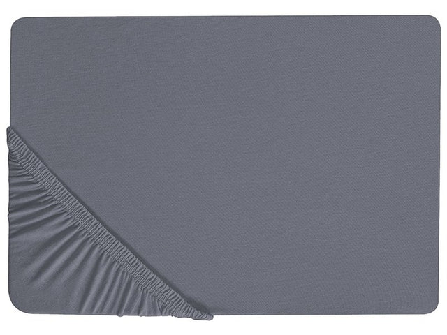 Fitted Sheet Dark Grey Cotton 90 x 200 cm Elastic Edging Solid Pattern Classic Style for Bedroom Beliani