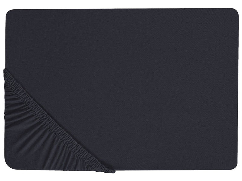 Fitted Sheet Black Cotton 90 x 200 cm Elastic Edging Solid Pattern Classic Style for Bedroom Beliani