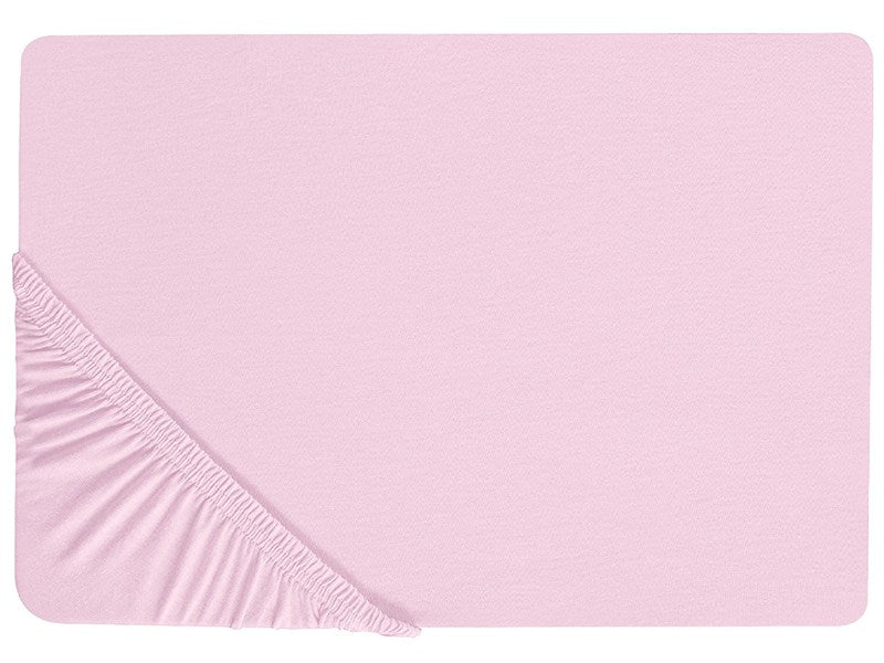 Fitted Sheet Pink Cotton 90 x 200 cm Elastic Edging Solid Pattern Classic Style for Bedroom Beliani