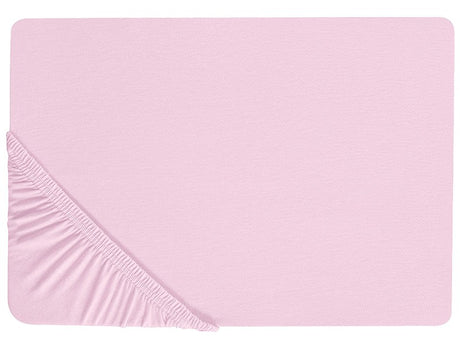 Fitted Sheet Pink Cotton 90 x 200 cm Elastic Edging Solid Pattern Classic Style for Bedroom Beliani