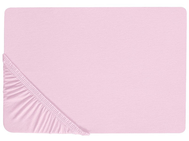 Fitted Sheet Pink Cotton 90 x 200 cm Elastic Edging Solid Pattern Classic Style for Bedroom Beliani