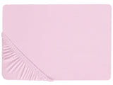 Fitted Sheet Pink Cotton 200 x 200 cm Elastic Edging Solid Pattern Classic Style for Bedroom Beliani
