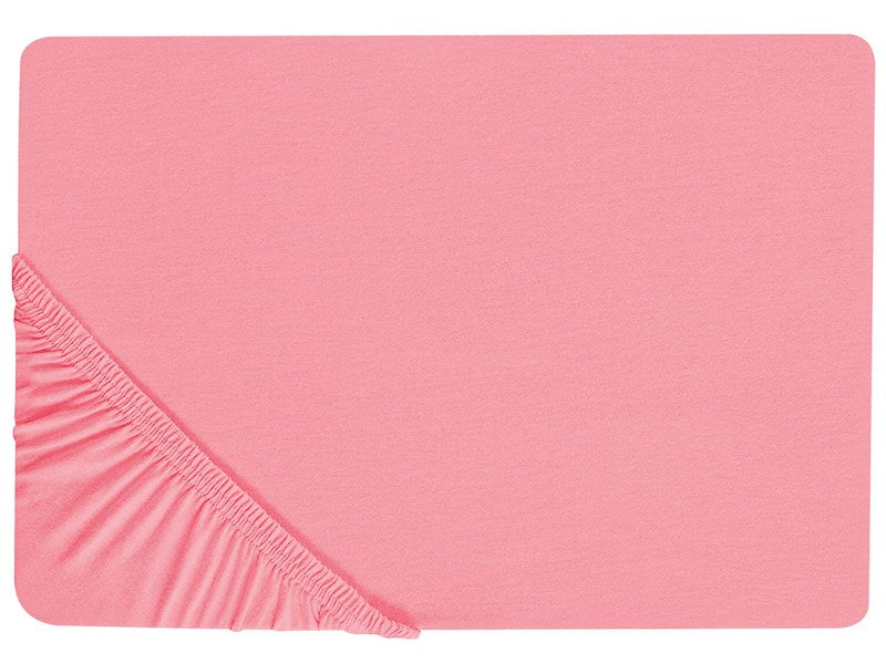 Fitted Sheet Coral Cotton 200 x 200 cm Elastic Edging Solid Pattern Classic Style for Bedroom Beliani