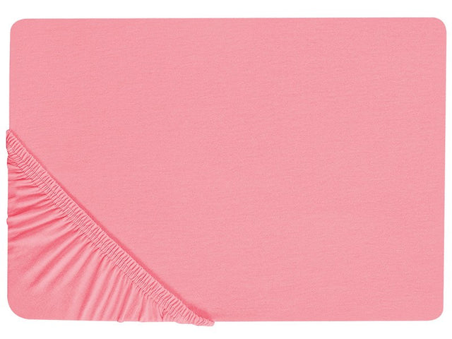 Fitted Sheet Coral Cotton 200 x 200 cm Elastic Edging Solid Pattern Classic Style for Bedroom Beliani