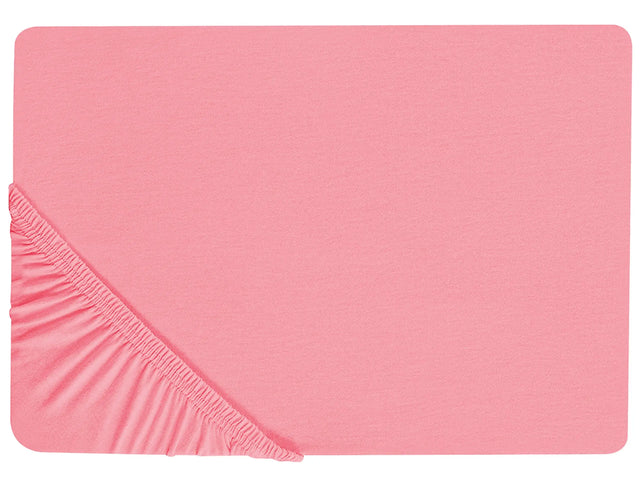 Fitted Sheet Coral Cotton 180 x 200 cm Elastic Edging Solid Pattern Classic Style for Bedroom Beliani
