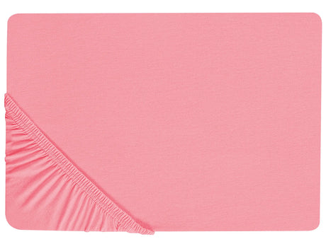 Fitted Sheet Coral Cotton 160 x 200 cm Elastic Edging Solid Pattern Classic Style for Bedroom Beliani