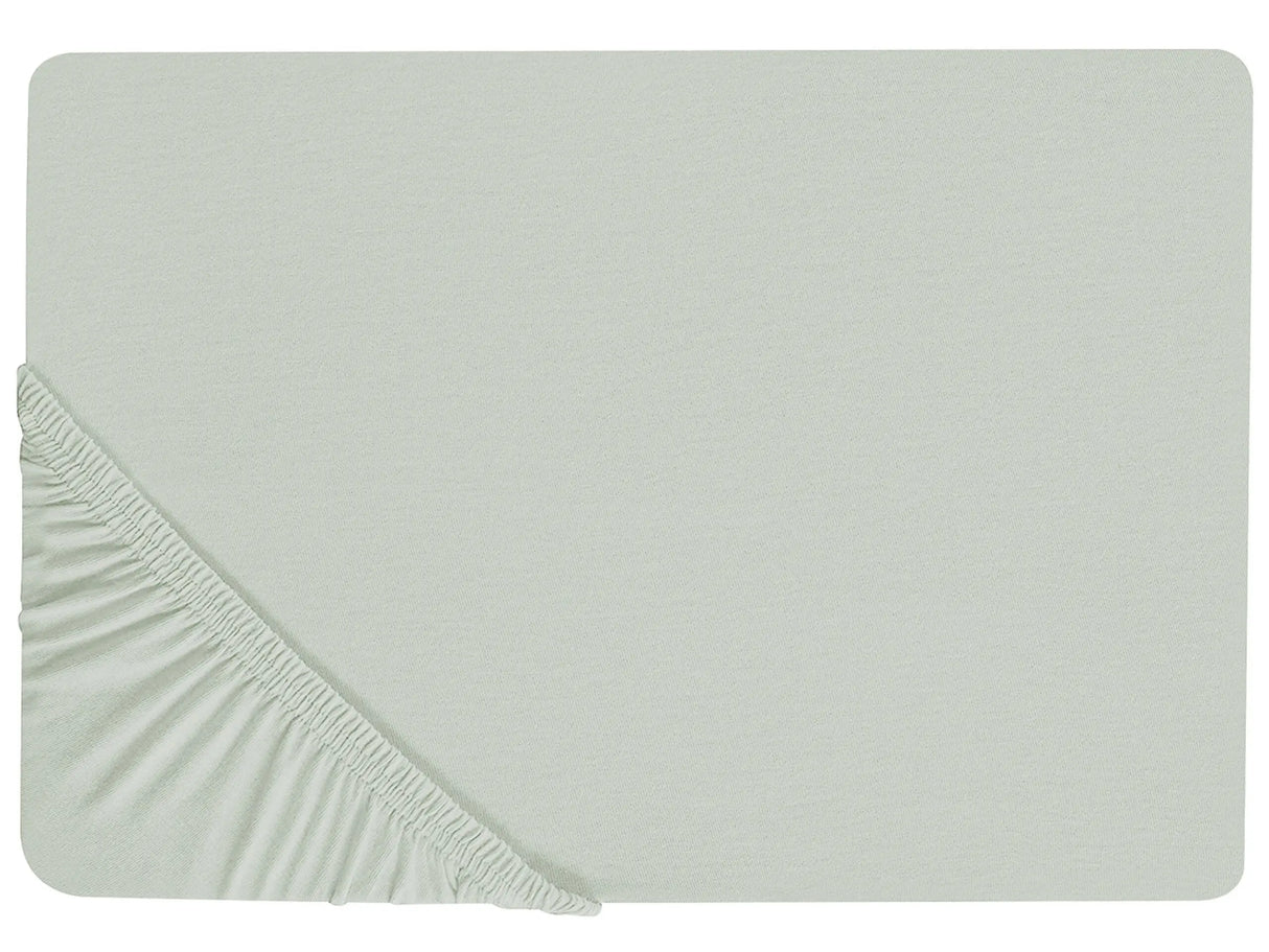 Fitted Sheet Light Green Cotton 160 x 200 cm Elastic Edging Solid Pattern Classic Style for Bedroom Beliani