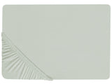 Fitted Sheet Light Green Cotton 160 x 200 cm Elastic Edging Solid Pattern Classic Style for Bedroom Beliani