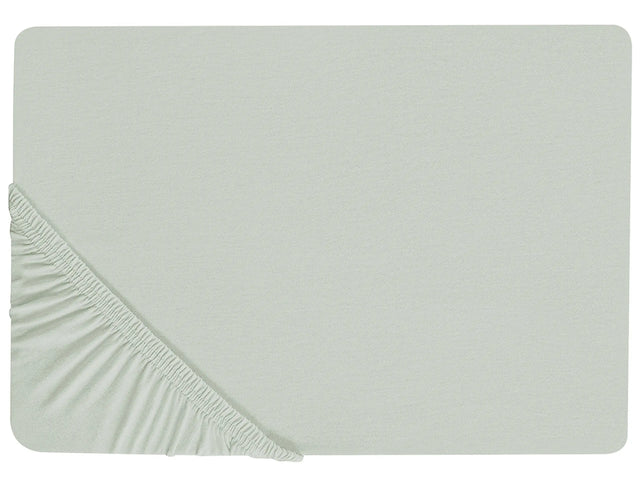 Fitted Sheet Light Green Cotton 160 x 200 cm Elastic Edging Solid Pattern Classic Style for Bedroom Beliani