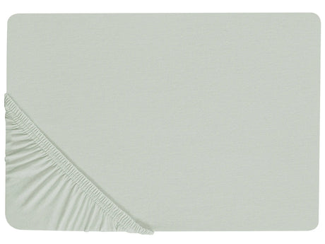 Fitted Sheet Light Green Cotton 90 x 200 cm Elastic Edging Solid Pattern Classic Style for Bedroom Beliani