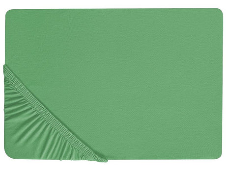 Fitted Sheet Green Cotton 200 x 200 cm Elastic Edging Solid Pattern Classic Style for Bedroom Beliani