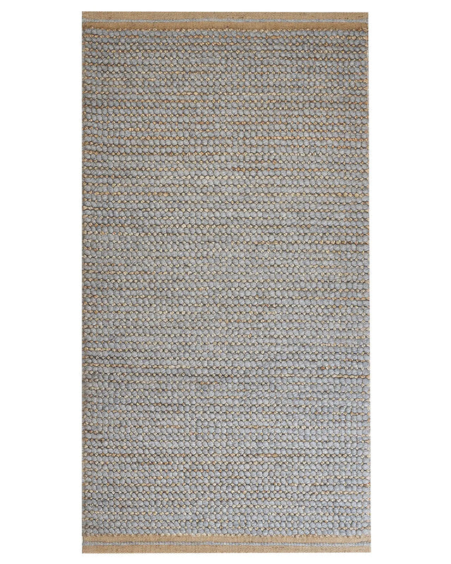 Area Rug Grey 80 x 150 cm Wool Handwoven Living Room Bedroom Accessory Beliani