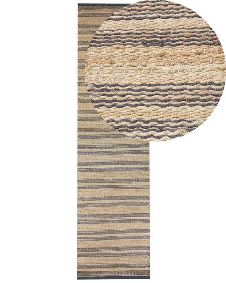 Area Rug Beige Jute and Cotton 80 x 300 cm Dhurrie Hand Woven Boho Hallway Bedroom Beliani