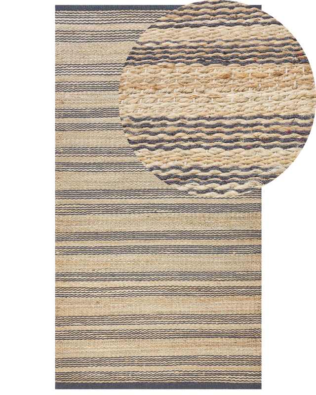 Area Rug Beige Jute and Cotton 80 x 150 cm Dhurrie Hand Woven Boho Hallway Bedroom Beliani