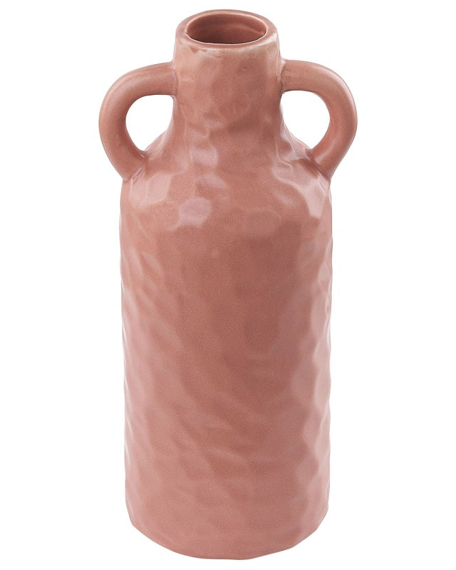 Flower Vase Pink Porcelain 24 cm Decorative Handmade Tabletop Home Accessory Decoration Traditional Design Beliani