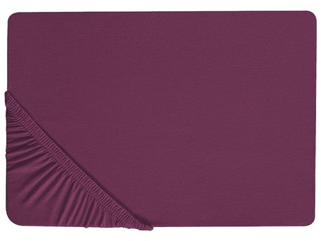 Fitted Sheet Burgundy Cotton 160 x 200 cm Elastic Edging Solid Pattern Classic Style for Bedroom Beliani