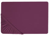 Fitted Sheet Burgundy Cotton 160 x 200 cm Elastic Edging Solid Pattern Classic Style for Bedroom Beliani