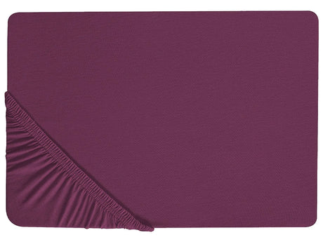 Fitted Sheet Burgundy Cotton 160 x 200 cm Elastic Edging Solid Pattern Classic Style for Bedroom Beliani