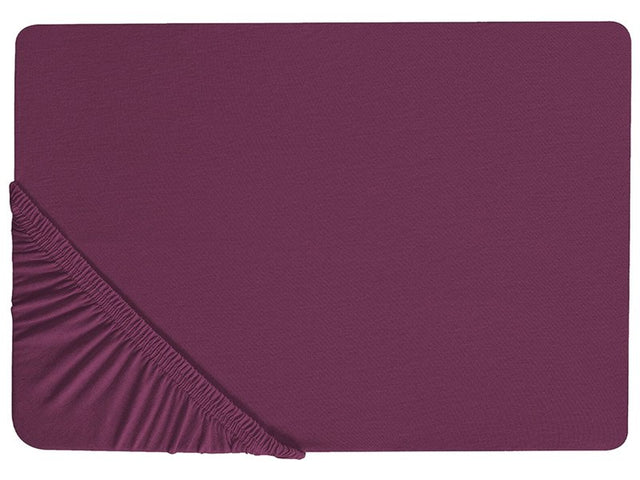 Fitted Sheet Burgundy Cotton 200 x 200 cm Elastic Edging Solid Pattern Classic Style for Bedroom Beliani