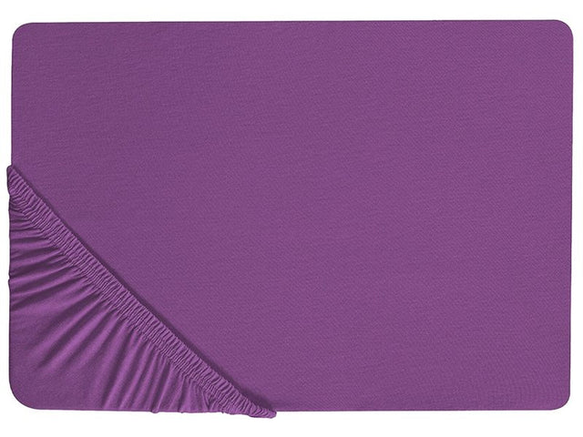 Fitted Sheet Purple Cotton 90 x 200 cm Elastic Edging Solid Pattern Classic Style for Bedroom Beliani