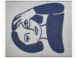 Blanket  Beige and Blue Polyester and Acrylic Blend 130 x 170 cm Decorative Throw Woman Female Motif Beliani