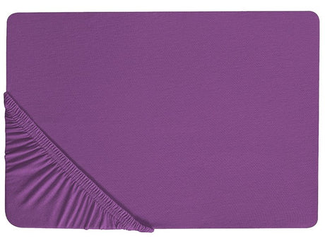 Fitted Sheet Purple Cotton 160 x 200 cm Elastic Edging Solid Pattern Classic Style for Bedroom Beliani