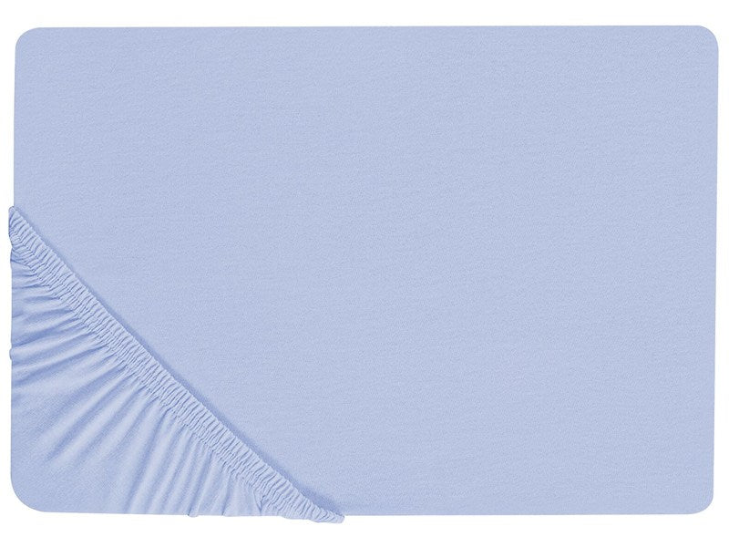 Fitted Sheet Blue Cotton 90 x 200 cm Elastic Edging Solid Pattern Classic Style for Bedroom Beliani