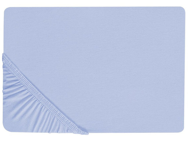 Fitted Sheet Blue Cotton 140 x 200 cm Elastic Edging Solid Pattern Classic Style for Bedroom Beliani