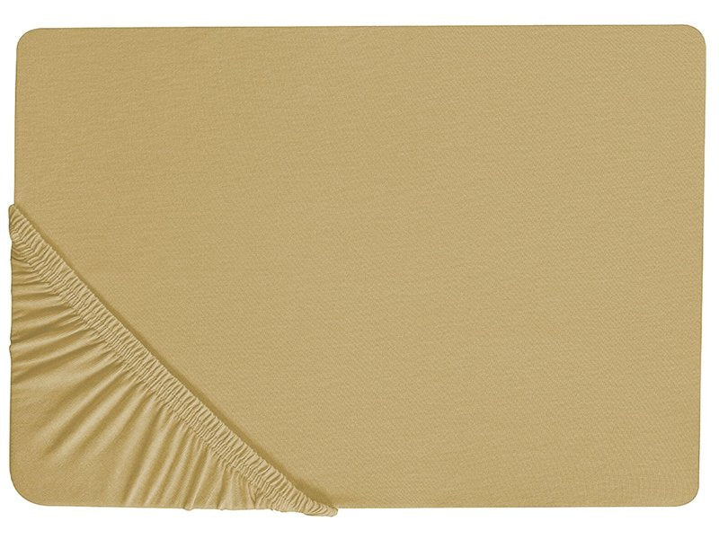 Fitted Sheet Olive Green Cotton 90 x 200 cm Elastic Edging Solid Pattern Classic Style for Bedroom Beliani