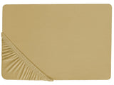 Fitted Sheet Olive Green Cotton 140 x 200 cm Elastic Edging Solid Pattern Classic Style for Bedroom Beliani